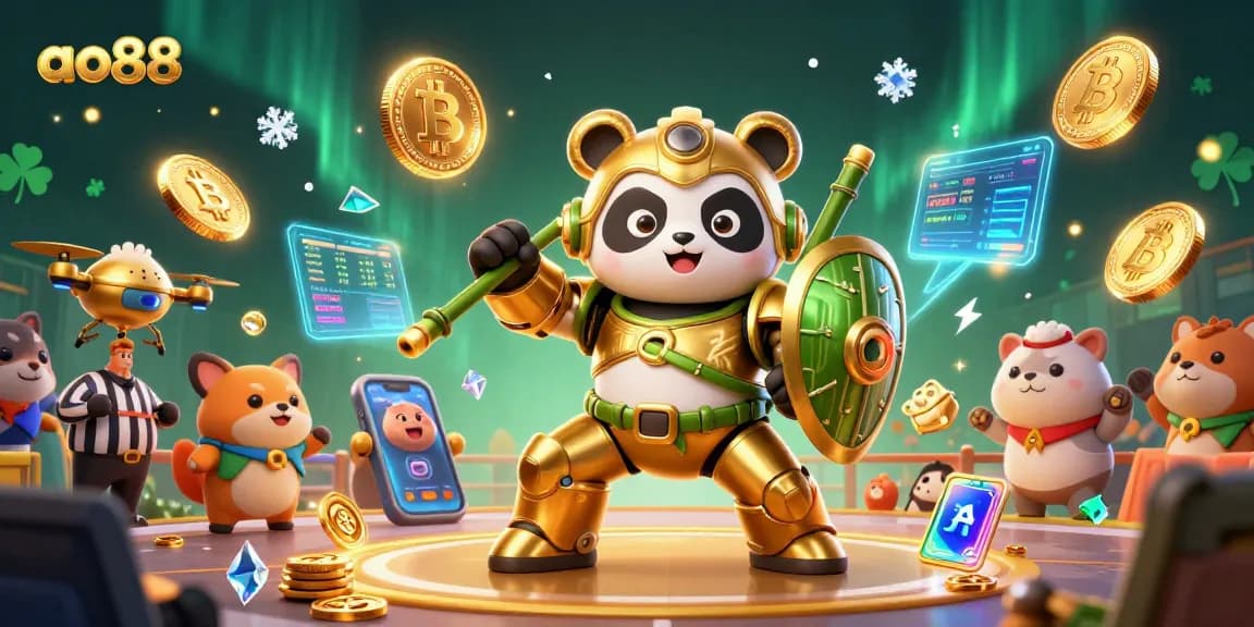 Engage in luck with ao88 in an exciting casino showdown featuring crypto coins and vibrant visuals.