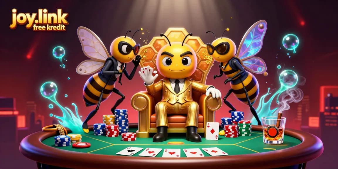 Play at joy.link free kredit and win big with vibrant poker action in this immersive illustration.