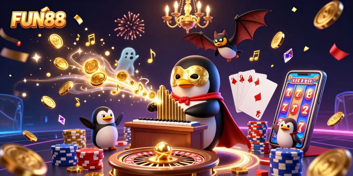 FUN88 brings excitement alive with a vibrant 3D casino scene full of games and winnings.