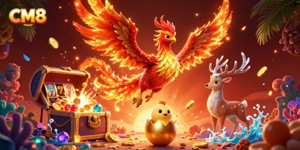 Experience thrilling gaming strategies at CM8 with vibrant casino elements and animated excitement.