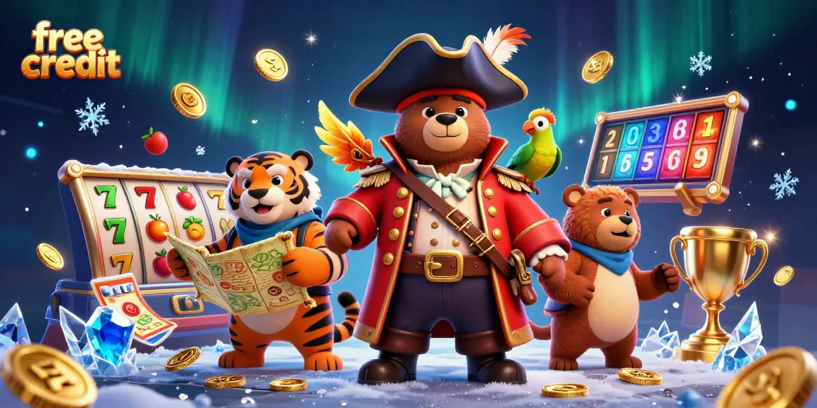 Experience thrilling gameplay with free credit bonuses at dynamic slot machines, pirate-themed scene.
