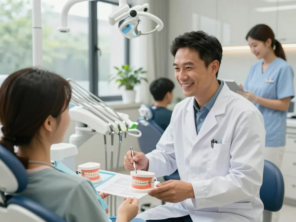 Engaging consultation at Kaizen Dental, showcasing patient-friendly dental service environment.