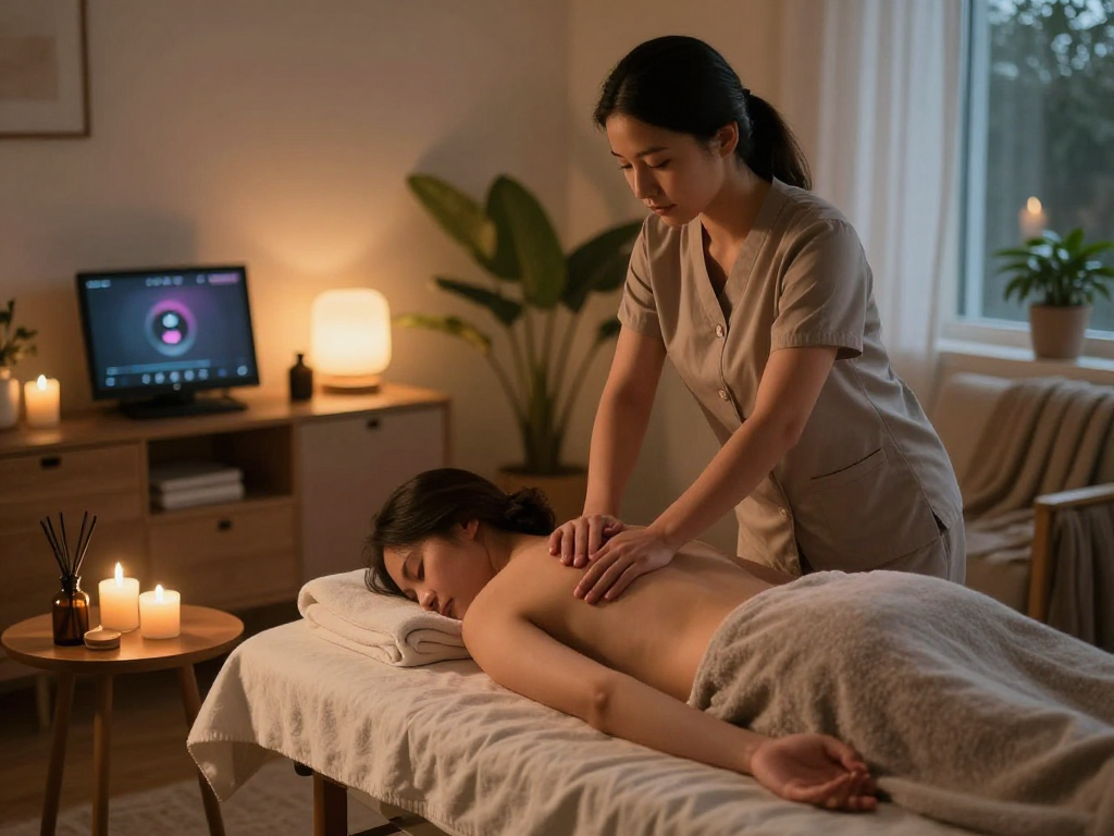 Experience a soothing 동탄출장마사지 in a cozy home spa setting with a professional therapist.