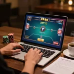 Engaging in strategic gaming on RR88 with dynamic poker gameplay on screen and strategic notes.