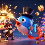 Experience vibrant gaming with nhà cái nk88, featuring an anglerfish, pirate shrimp, and treasure snail amidst a jackpot explosion.
