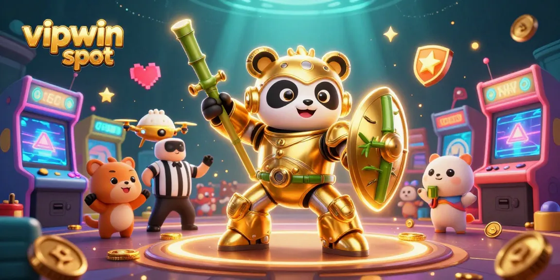 Engage with games at vipwin spot featuring vibrant, casino-themed 3D illustration.