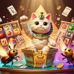Experience thrilling gameplay with 78Win as the Egyptian mummy cat and scarab in a vibrant casino