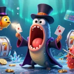 Catch LLwin's thrilling jackpot action with cartoon characters in a vibrant casino scene.