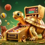 Experience high-stakes action with LLWIN's colossal golden tortoise pinball machine amidst 3D sports elements.