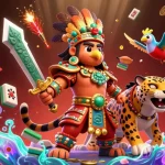 Cakhiatv showcases an electrifying scene with Aztec warriors and vibrant gambling symbols.