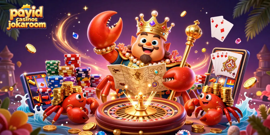 Enjoy rapid gaming wins at payid casinos jokaroom with a 3D cartoon crab emperor and vibrant casino elements.
