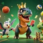 Engage with link F8bet in a vibrant 3D casino scene featuring characters in action.