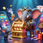 Experience thrilling slot gaming with tr88 featuring a steampunk elephant and vibrant casino elements.