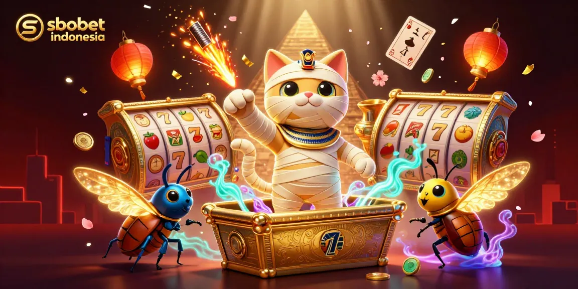 Experience sbobet indonesia with engaging gameplay featuring a mummy cat character in a thrilling casino setting.