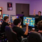 Players enjoying slot gacor games online in a vibrant home environment filled with excitement.